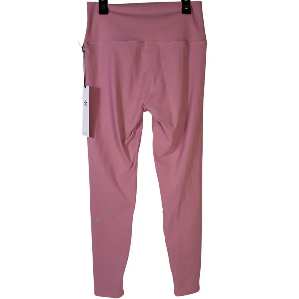 Alo Yoga 7/8 High-Waist Airbrush Leggings Pink Wild Rose Women's L NWT